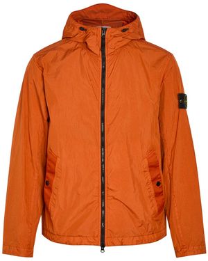 Stone Island Hooded Crinkled Nylon Jacket - Orange