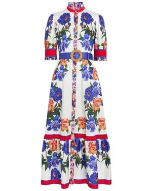 Borgo De Nor Marni Floral-Print Belted Cotton Maxi Dress - White