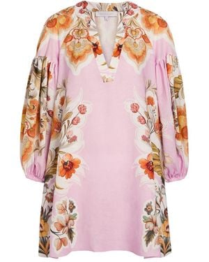 Borgo De Nor Harlow Floral-Print Linen And Cotton-Blend Mini Dress - Pink