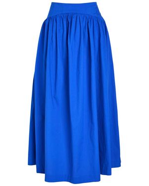 Sister Jane Diary Gathered Lyocell-Blend Midi Skirt - Blue