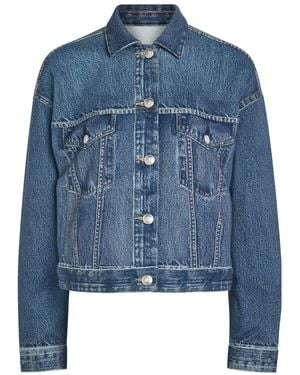 Rag & Bone Miramar Denim-Print Terry Jacket - Blue