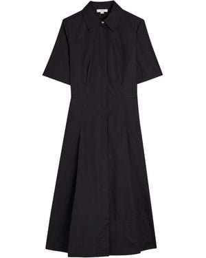 Vince Pleated Cotton-Poplin Shirt Dress - Black