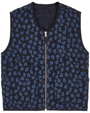 YMC Jackie Floral-print Quilted Gilet - Blue
