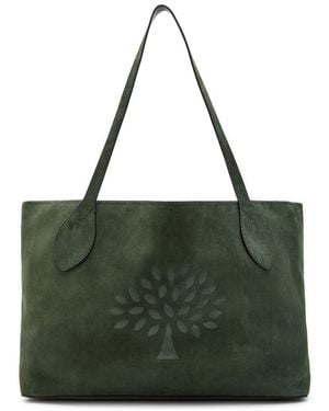 Mulberry Oversized Logo-Debossed Suede Tote Bag - Green