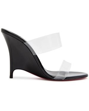 Christian Louboutin Solo Zee 100 Patent Leather Wedge Mules - White