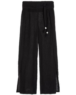 Lisa Marie Fernandez Open Side Linen-Blend Beach Trousers - Black