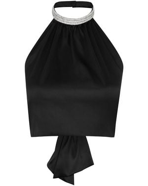 Nue Studio Kaia Halterneck Stretch-Silk Satin Top - Black