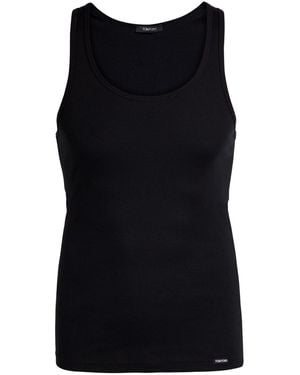 Tom Ford Ribbed Logo Jersey Tank - Black