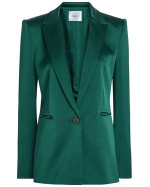 Galvan London Sculpted Satin Blazer - Green