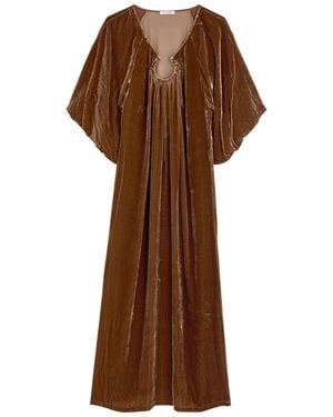 By Malene Birger Velvet Puff-Sleeve Maxi Dress - Brown