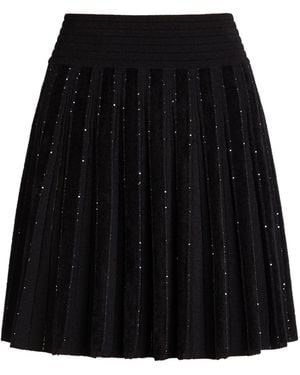 Balmain Sequin-Embellished Stretch-Knit Mini Skirt - Black