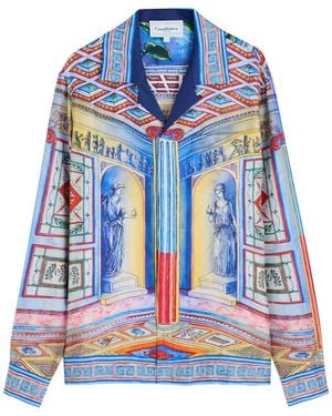 CASABLANCA Le Temple Printed Silk Shirt - Blue