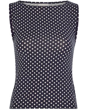Reformation Dusk Polka Dot Jersey Top - Blue