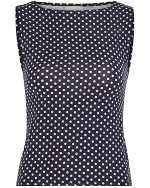Reformation Dusk Polka Dot Jersey Top - Blue