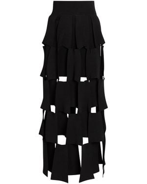 A.W.A.K.E. MODE Panelled Trapeze Knit Midi Skirt - Black