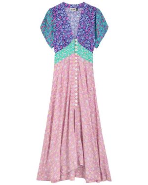 RIXO London Novara Shell Pansy Chiffon Midi Dress - Purple