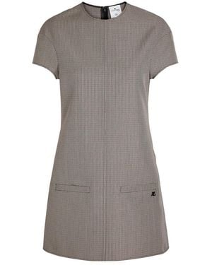Courreges Heritage Houndstooth Wool-Blend Mini Dress - Grey