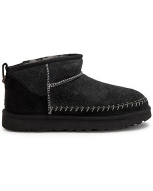 UGG Classic Ultra Mini Biarritz Suede Ankle Boots - Black