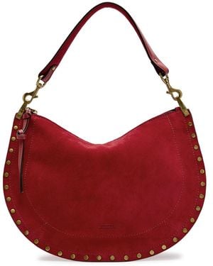 Isabel Marant Oskan Studded Suede Shoulder Bag - Red