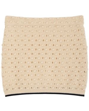 FRAME The Bauble Open-Knit Mini Skirt - Natural