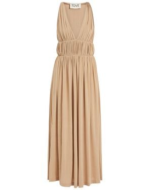 TOVE Ouida Ruched Stretch-Jersey Midi Dress - Natural