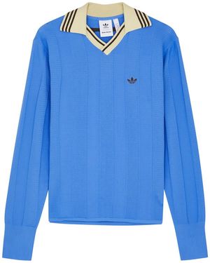 Wales Bonner X Wales Bonner Knitted Polo Jumper - Blue