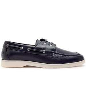 Aurélien Boat Grained Leather Loafers - Blue