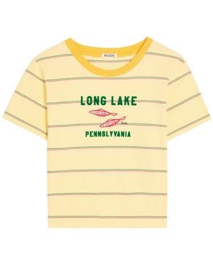 Bode Summertime Striped Cotton T-Shirt - Yellow