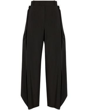 Loewe Cascading Wide-Leg Wool Trousers - Black
