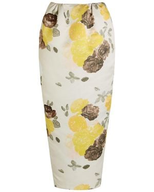 BERNADETTE Damian Floral-Print Midi Skirt - Metallic