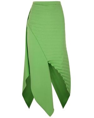 A.W.A.K.E. MODE Pleated Asymmetric Midi Skirt - Green