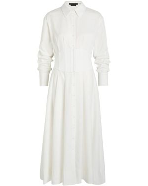 Alice + Olivia Edie Corset Jersey Midi Shirt Dress - White