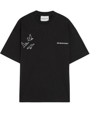 MKI Miyuki-Zoku Flight Printed Cotton T-Shirt - Black
