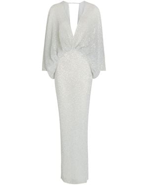 L'idée Paradiso Sequin-Embellished Stretch-Mesh Gown - White