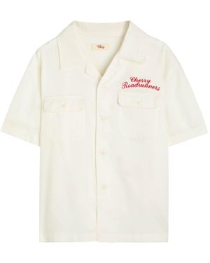 CHERRY LA Roadrunner Embroidered Satin-Twill Shirt - White