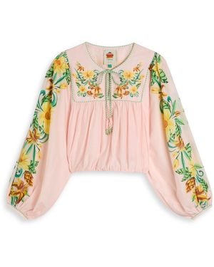 FARM Rio Botanical Floral-Print Cotton Blouse - Pink