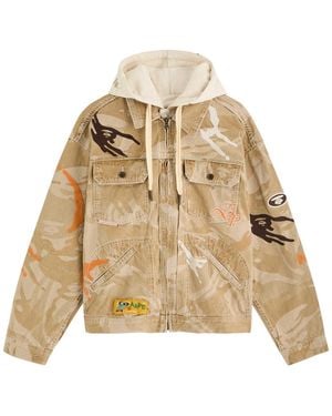 Aape Layered Camouflage Denim Jacket - Natural