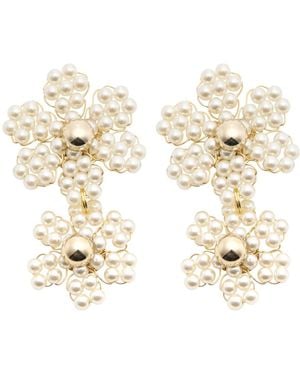 Rosantica Gardenia Faux- Beaded Clip-On Drop Earrings - Natural