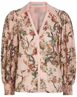 Alice + Olivia Charis Floral-Print Cotton-Blend Blouse - Pink