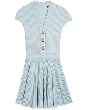 Balmain Textured Knit Mini Dress - Blue