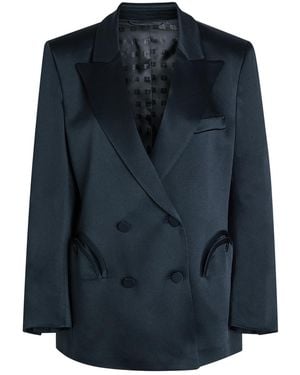 Blazé Milano Everynight Double-Breasted Satin Blazer - Blue