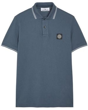 Stone Island Logo-Appliquéd Piqué Cotton Polo Shirt - Blue