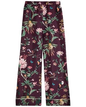 La DoubleJ Zooflora Printed Silk-Twill Pants - Blue