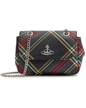 Vivienne Westwood Small Tartan Faux Leather Cross-Body Bag - Gray