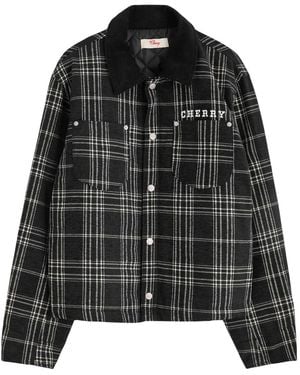 CHERRY LA Checked-Jacquard Chenille Jacket - Black