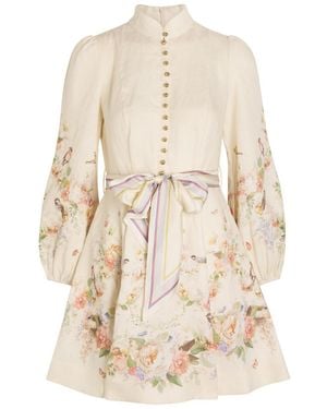Zimmermann Valiant Printed Linen Mini Dress - Natural