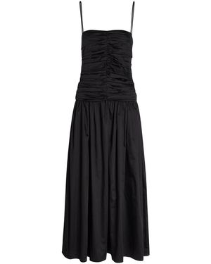 TOVE Amina Gathered Cotton Midi Dress - Black