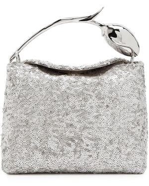 Erdem Bloom Mini Sequin-Embellished Top Handle Bag - Gray