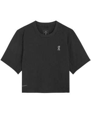 On Shoes Train-T Logo Cropped Jersey T-Shirt - Black