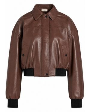 SKIIM Sarah Leather Bomber Jacket - Brown